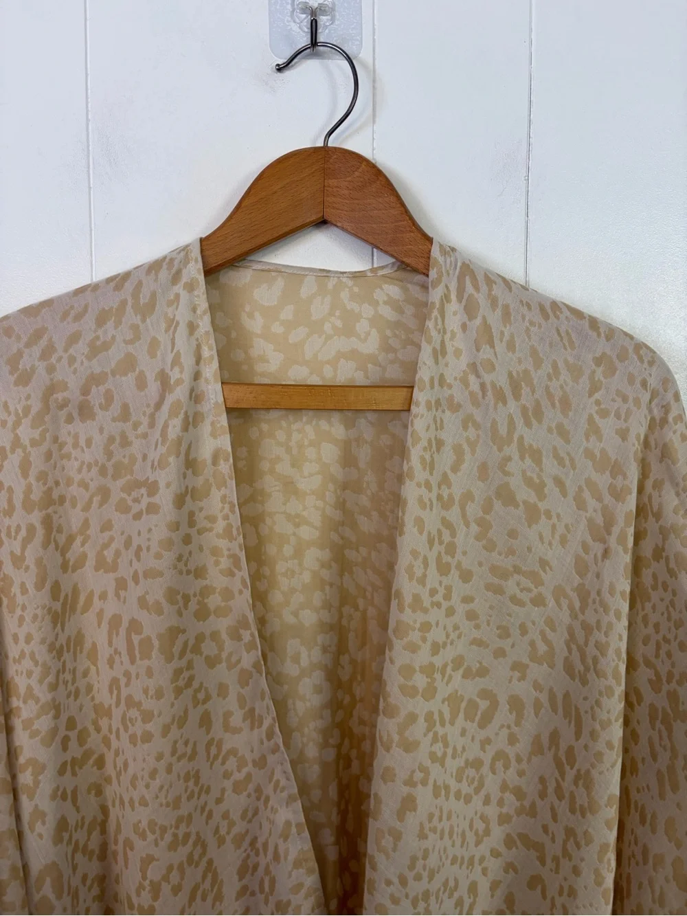 Tommy Bahama Leopard Print Kimono Swim Cover Up Beige Cotton Fringe Boho New NWT - Picture 3 of 7
